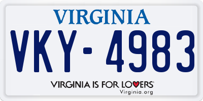 VA license plate VKY4983
