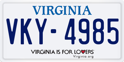 VA license plate VKY4985