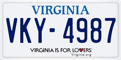 VA license plate VKY4987