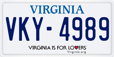 VA license plate VKY4989