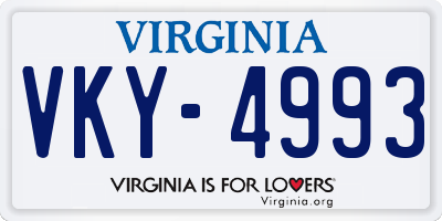 VA license plate VKY4993
