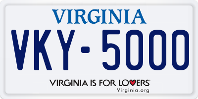 VA license plate VKY5000