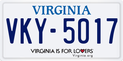 VA license plate VKY5017