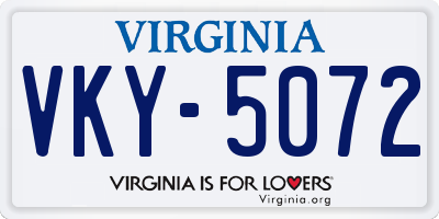 VA license plate VKY5072