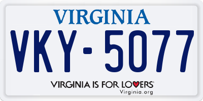 VA license plate VKY5077