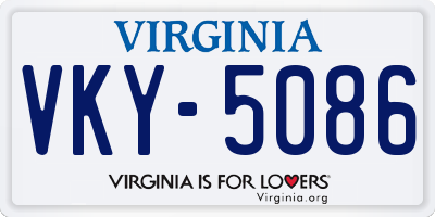 VA license plate VKY5086