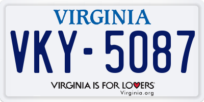 VA license plate VKY5087