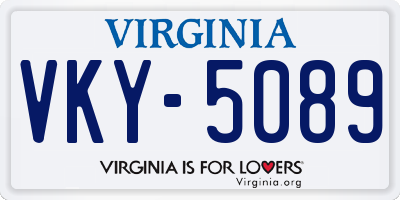 VA license plate VKY5089