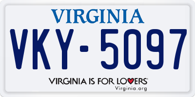 VA license plate VKY5097