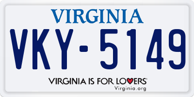 VA license plate VKY5149