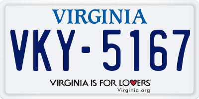 VA license plate VKY5167