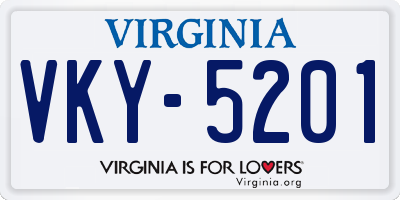 VA license plate VKY5201