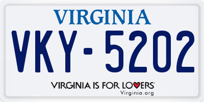 VA license plate VKY5202
