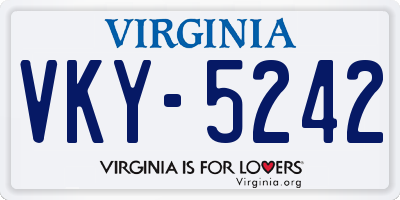 VA license plate VKY5242