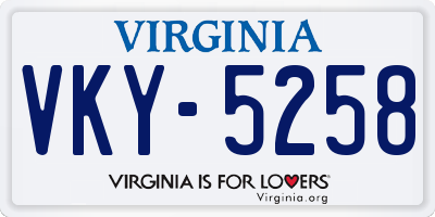 VA license plate VKY5258