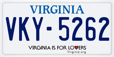 VA license plate VKY5262