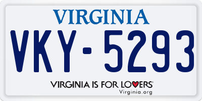 VA license plate VKY5293
