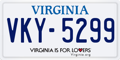 VA license plate VKY5299