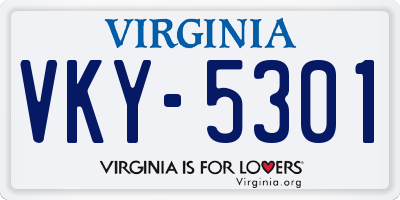 VA license plate VKY5301