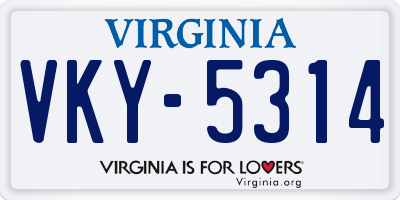VA license plate VKY5314
