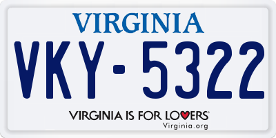 VA license plate VKY5322