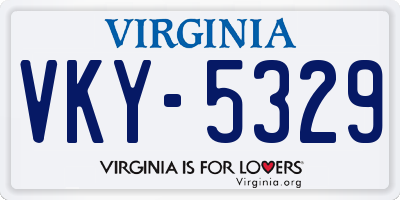 VA license plate VKY5329