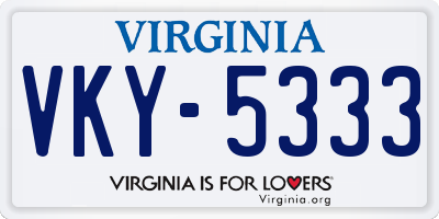 VA license plate VKY5333