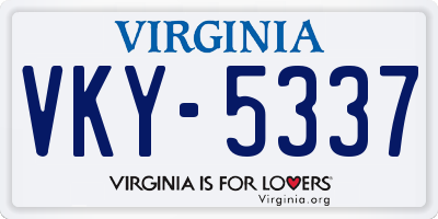 VA license plate VKY5337