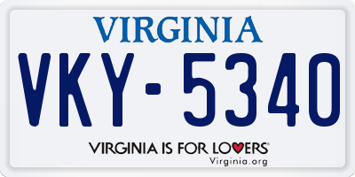 VA license plate VKY5340