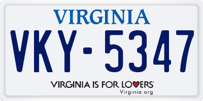 VA license plate VKY5347