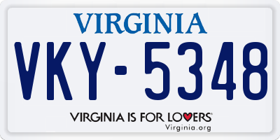 VA license plate VKY5348