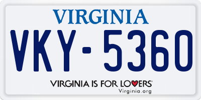 VA license plate VKY5360