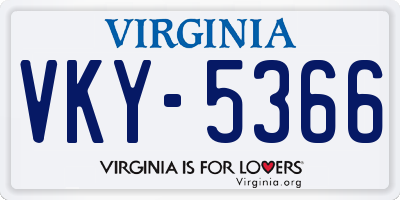 VA license plate VKY5366
