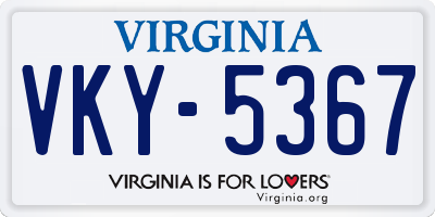 VA license plate VKY5367