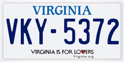 VA license plate VKY5372