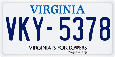 VA license plate VKY5378