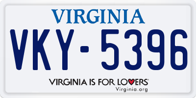 VA license plate VKY5396