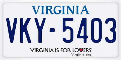 VA license plate VKY5403