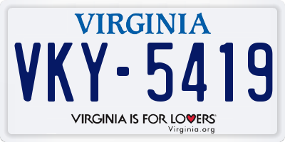 VA license plate VKY5419