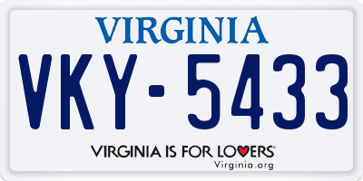 VA license plate VKY5433