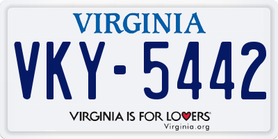VA license plate VKY5442