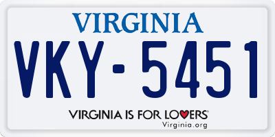 VA license plate VKY5451