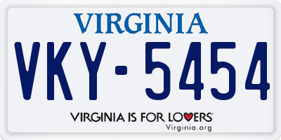 VA license plate VKY5454