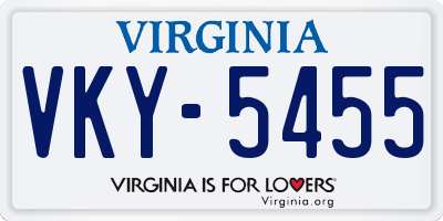 VA license plate VKY5455