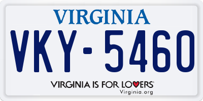 VA license plate VKY5460