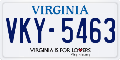 VA license plate VKY5463