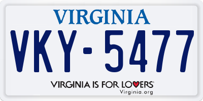 VA license plate VKY5477