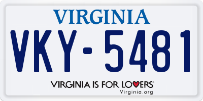 VA license plate VKY5481