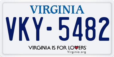 VA license plate VKY5482