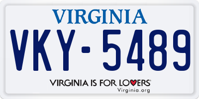 VA license plate VKY5489
